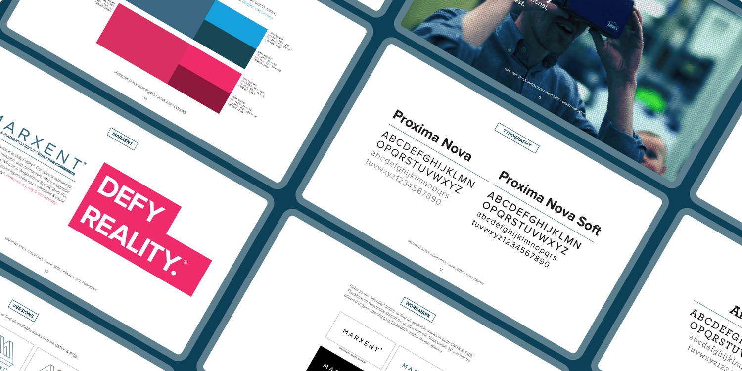Early brand system documentation – the first Marxent identity